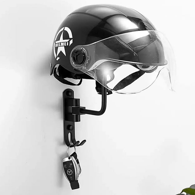 Helmet holder with key hook